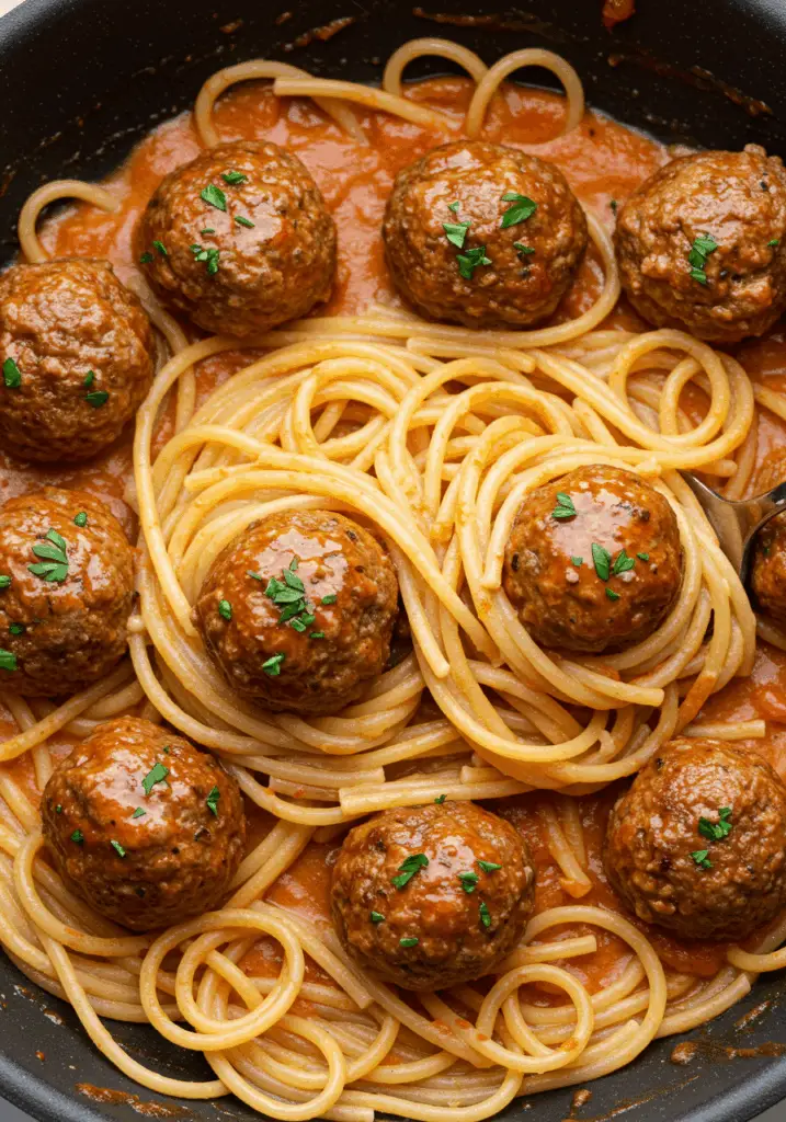 Creamy Spaghetti and Meatballs