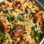 Chicken Sausage, Broccoli, Orzo Skillet