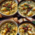 Hearty Cheddar Garlic Herb Potato Soup Recipe
