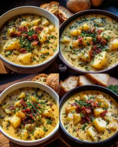 Hearty Cheddar Garlic Herb Potato Soup Recipe
