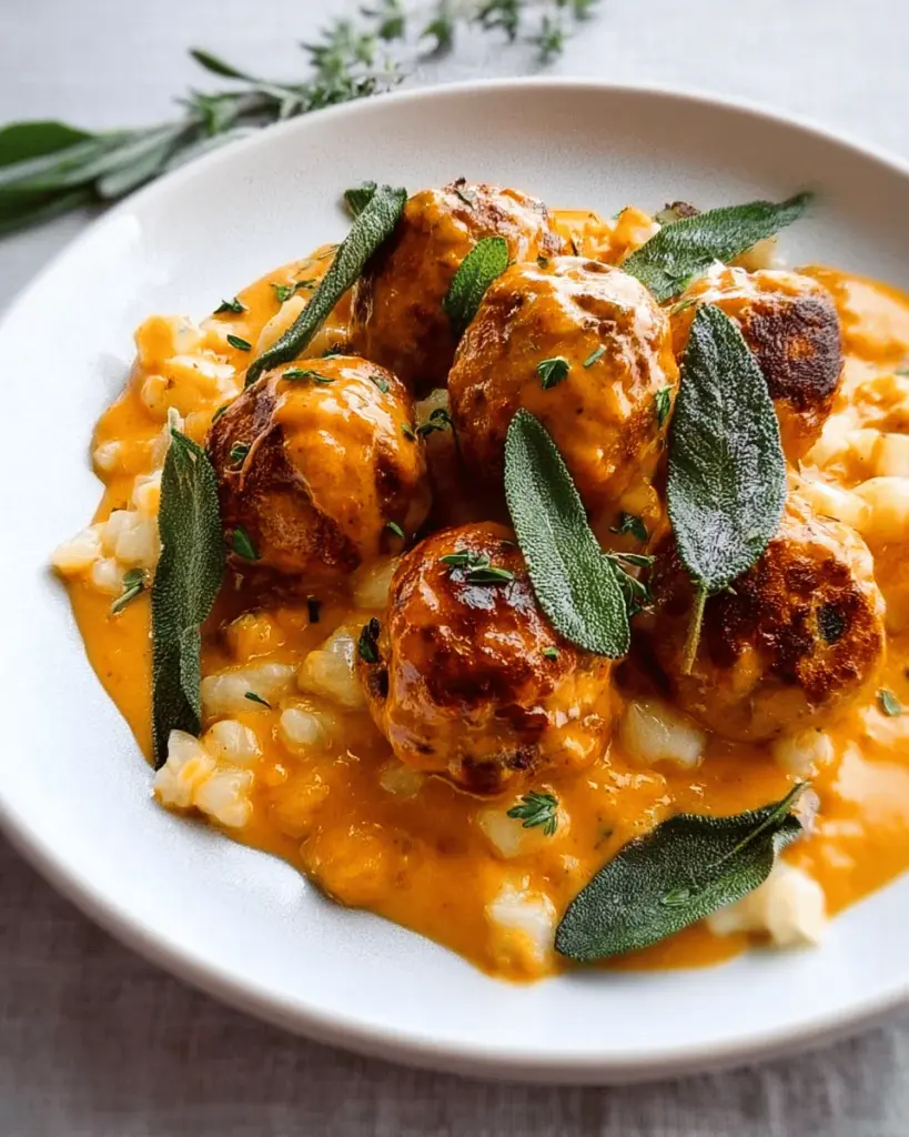 Turkey Meatballs in Pumpkin Sage Sauce