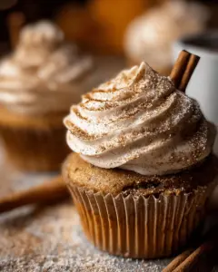 Vanilla Chai Pumpkin Latte Cupcakes with Cinnamon Brown Sugar Frosting