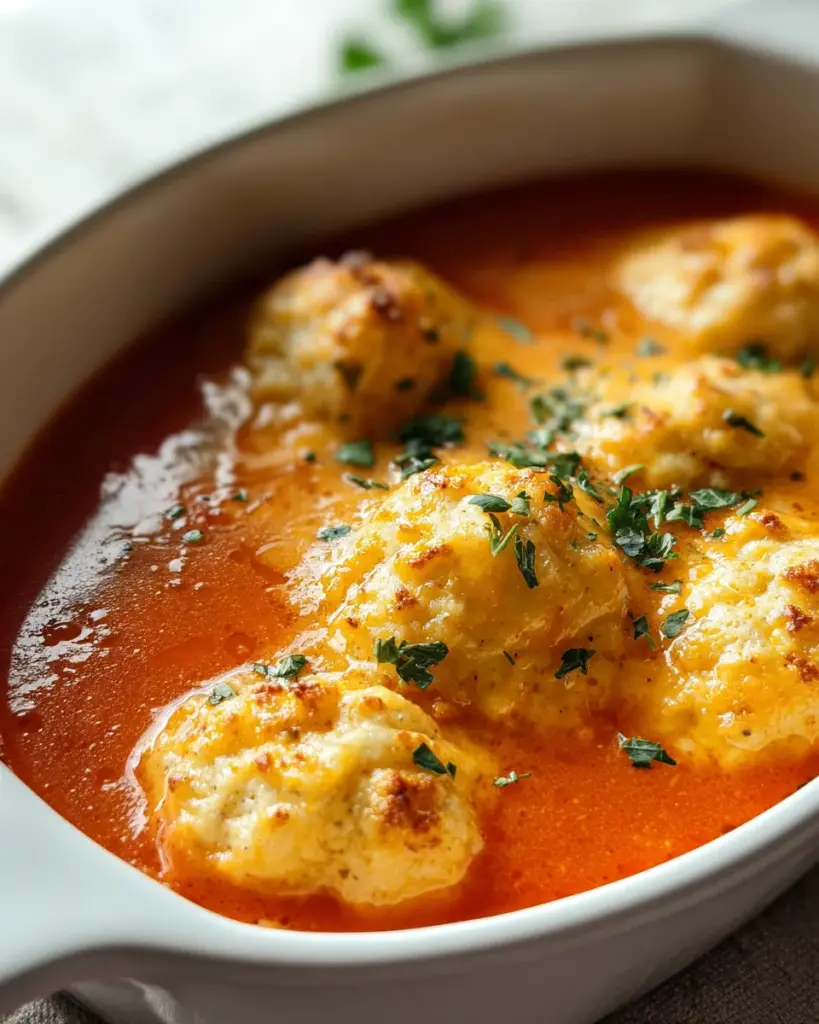 Best Tomato Soup with Cheddar Bay Dumplings