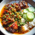Caramelised Soy Chicken in Garlic Ginger Broth with Rice