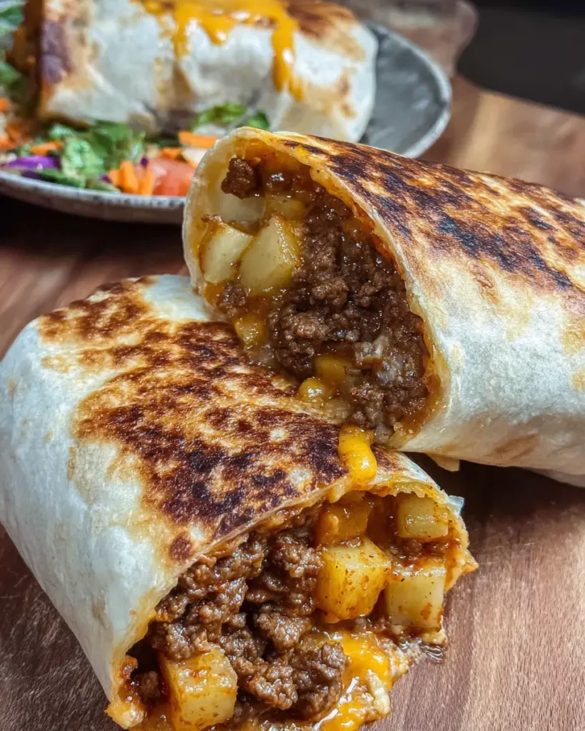 Cheesy Beef and Potato Burritos
