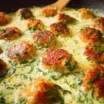 Chicken Ricotta Meatballs with Spinach Alfredo Sauce