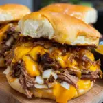 Crockpot Shredded Beef and Cheddar Sandwiches