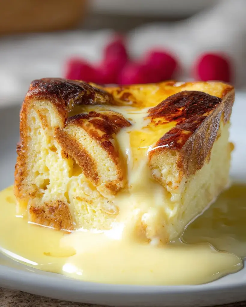 Custard Bread Pudding with Vanilla Sauce