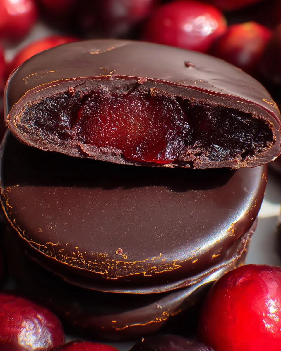 Dark Chocolate Covered Cranberry Sauce Bites