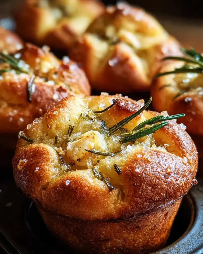 Easy Garlic Rosemary Focaccia Muffins