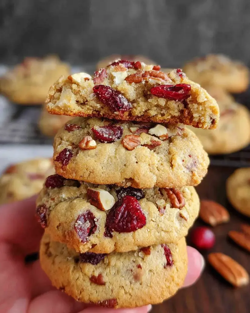 Eggless Praline Pecan Cranberry Cookies