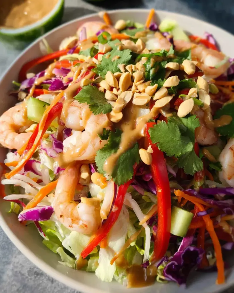 Fresh Spring Roll Salad with Creamy Peanut Ginger Dressing