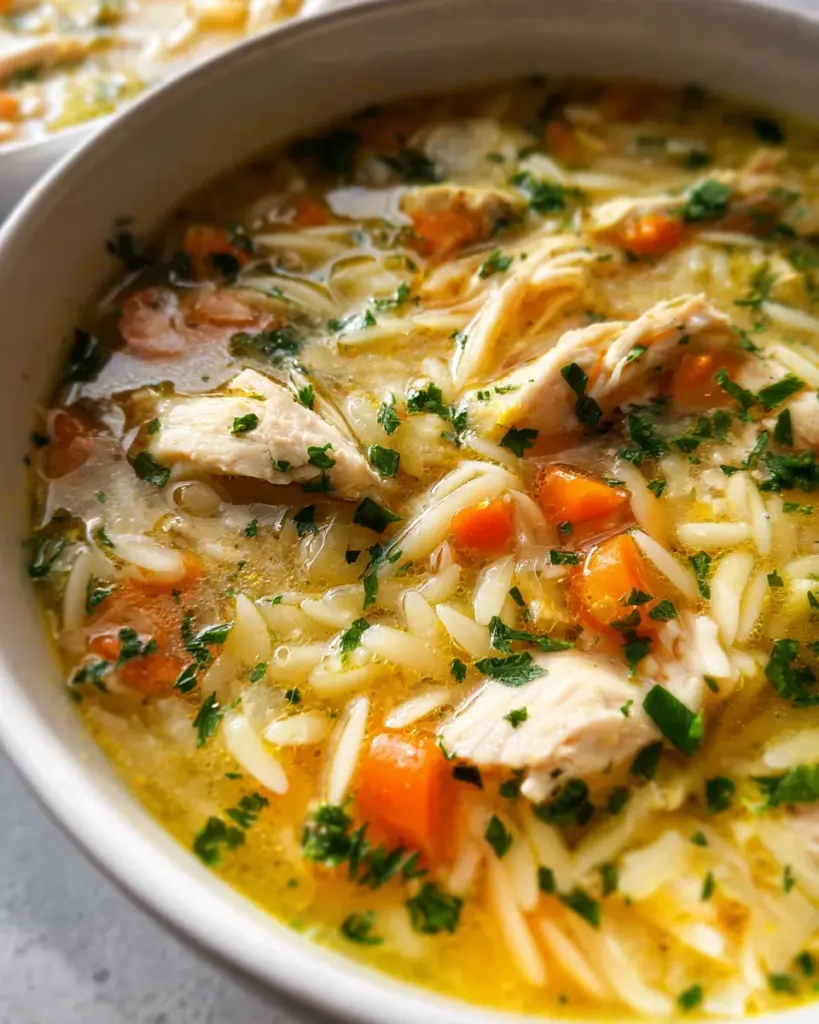 Lemon Chicken Orzo Soup