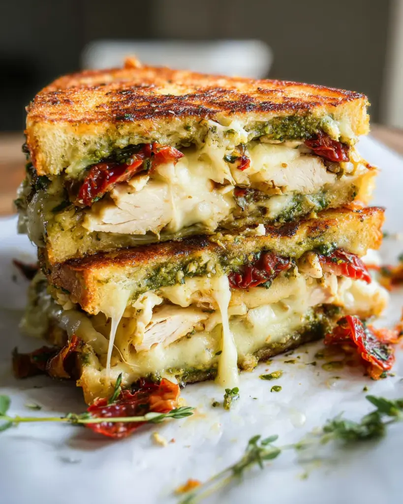 MEGA Chicken Pesto Grilled Cheese Sandwich