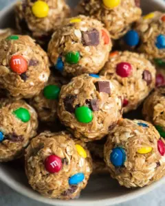Monster Cookie Oatmeal Peanut Butter Balls with M&Ms