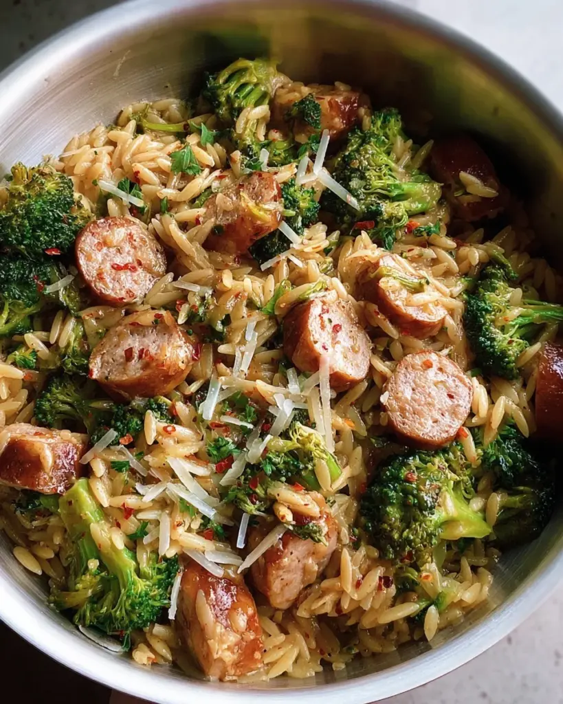 One-Pot Chicken Sausage Orzo With Broccoli