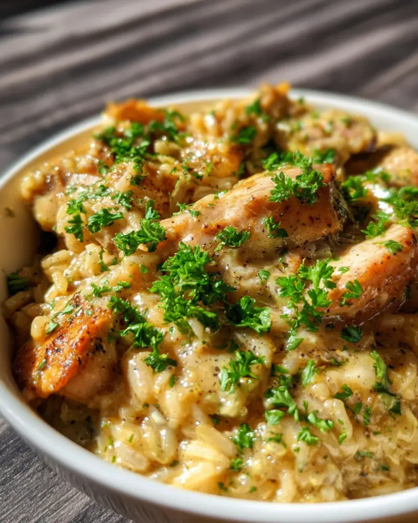 One Pan Smothered Chicken and Rice