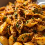 One Pot Creamy Beef Pasta