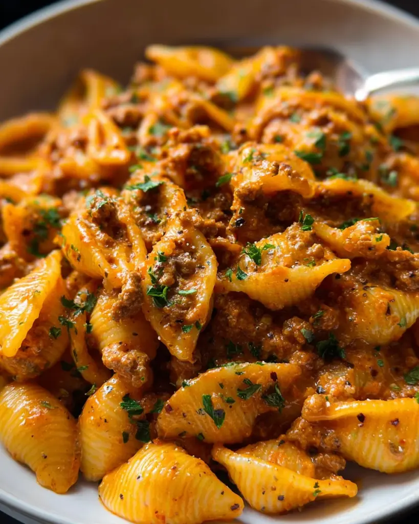 One Pot Creamy Beef Pasta