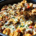One Pot Tortellini and Ground Beef Skillet Casserole