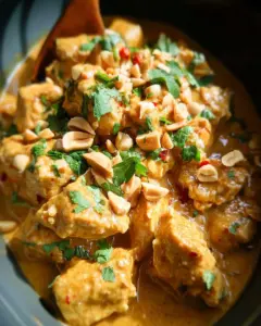 Slow Cooker Thai Peanut Chicken | Low Carb