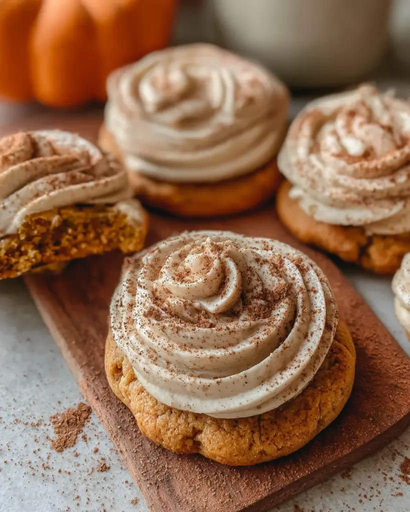 Soft Pumpkin Cookies with Cinnamon Frosting