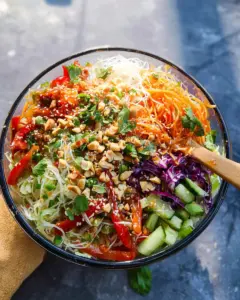 Spring Roll Salad with Spicy Ginger Dressing