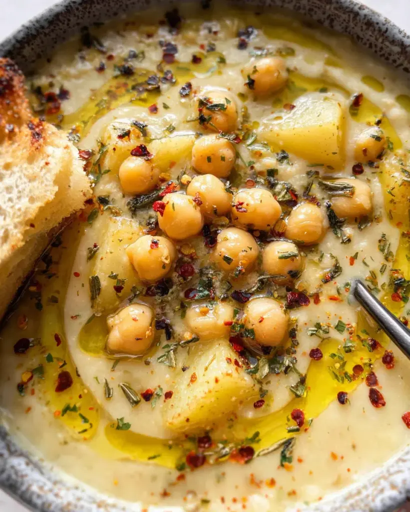 Vegan Garlic Chickpea Soup
