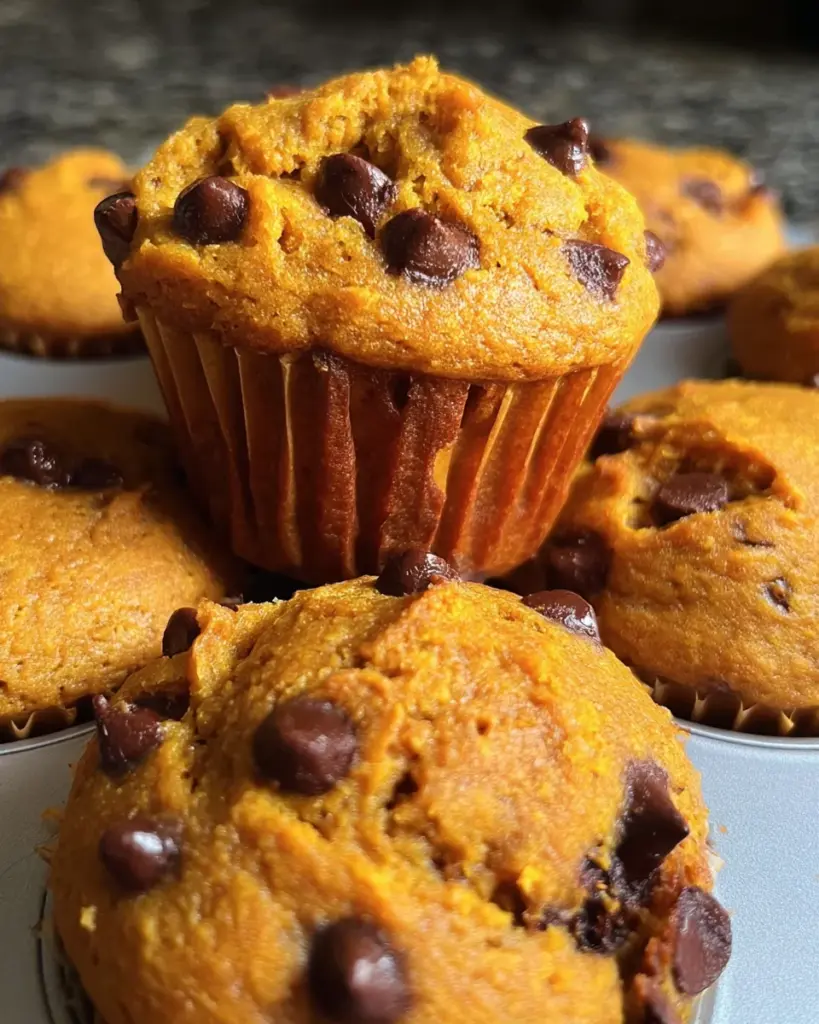 3 Ingredient Chocolate Chip Pumpkin Muffins