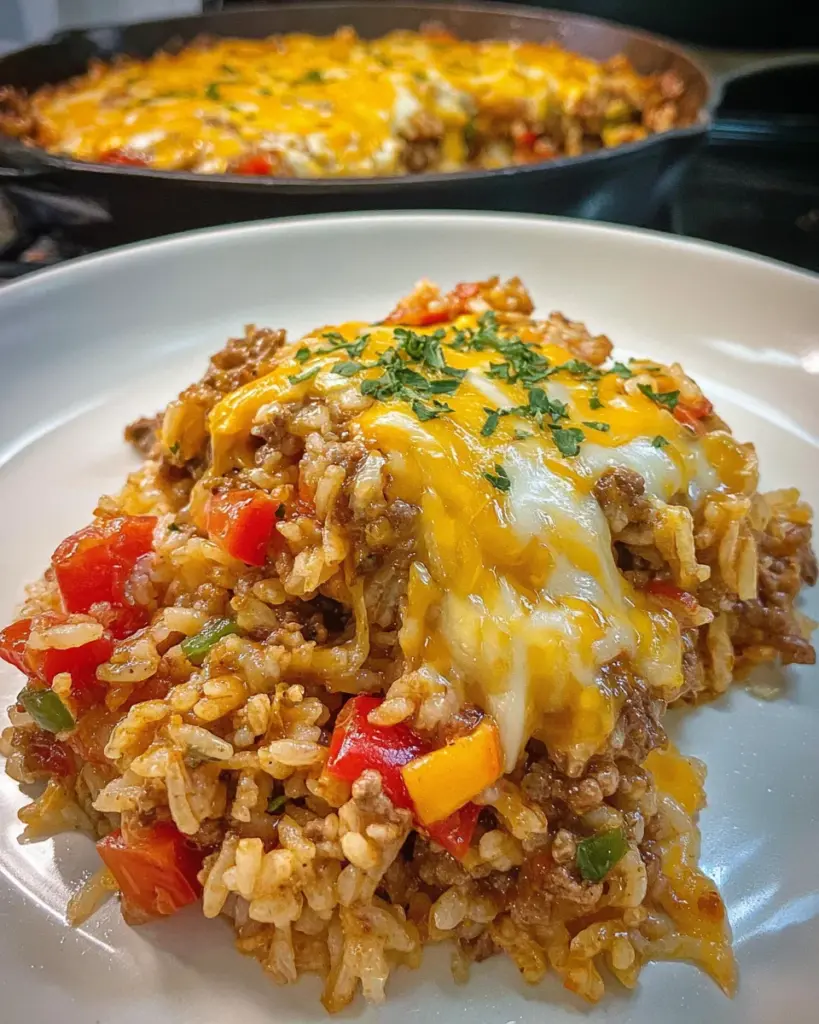 Cheesy Beef Enchilada Rice