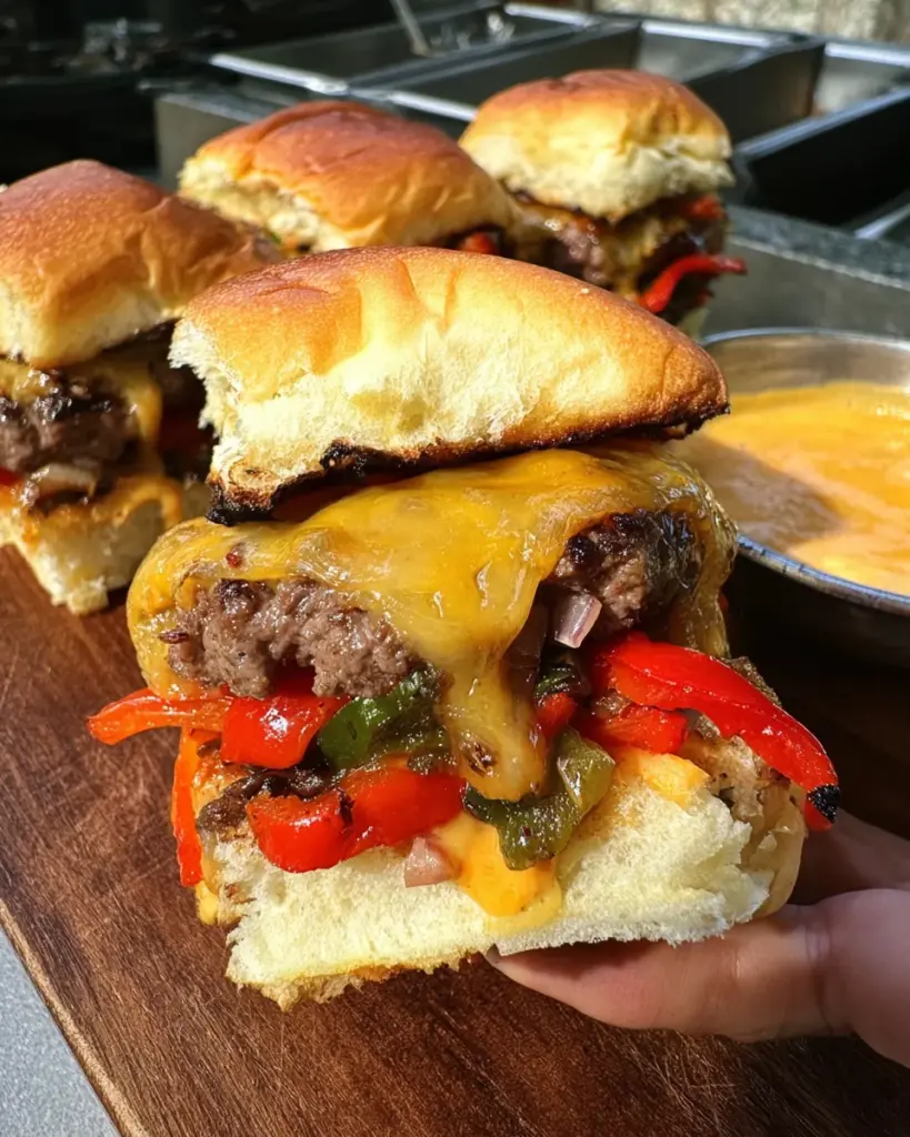 Cheeseburger Sliders with Queso