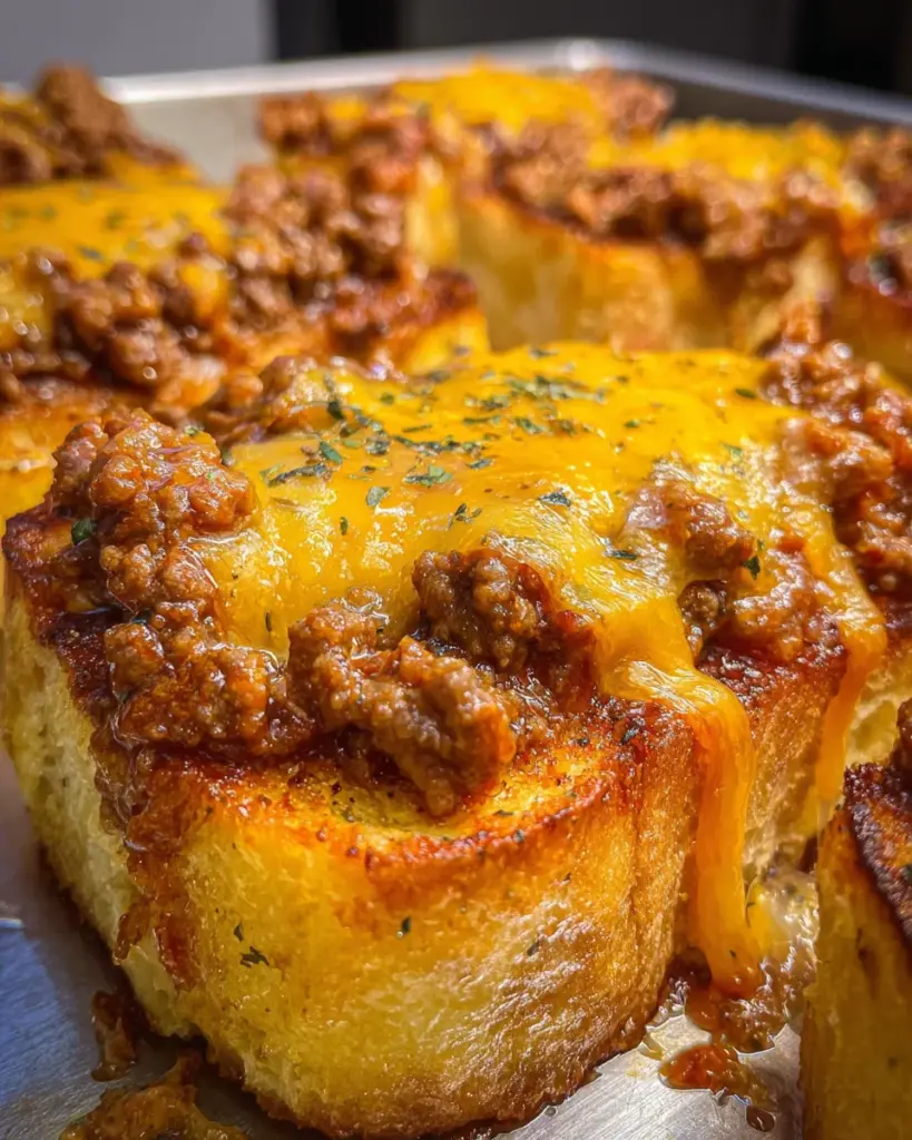 Cheesy Sloppy Joe Garlic Toast