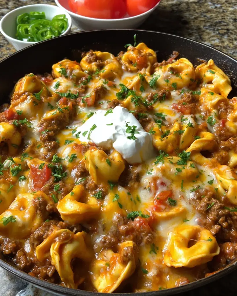 Cheesy Taco Tortellini Skillet