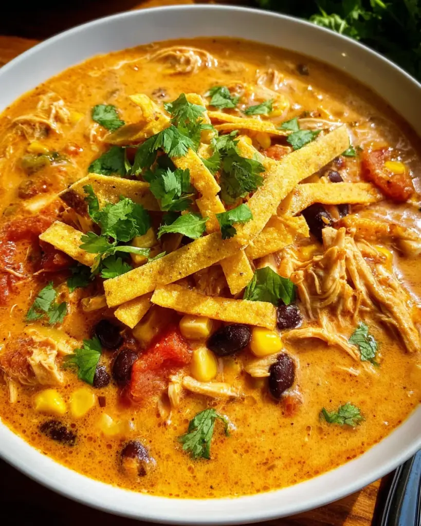 Crock Pot Creamy Chicken Tortilla Soup