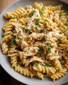 Crockpot Garlic Parmesan Chicken Pasta
