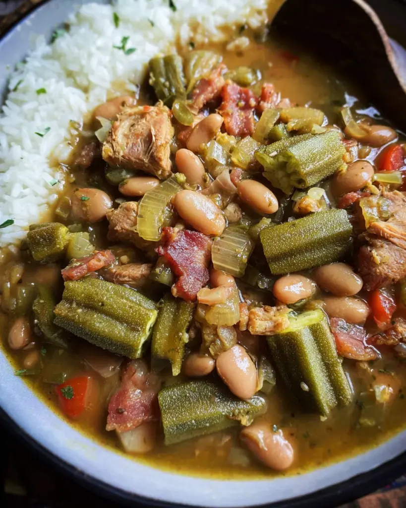 Crockpot Speckled Butter Beans and Okra Stew
