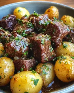 Garlic Butter Beef Bites with Potatoes