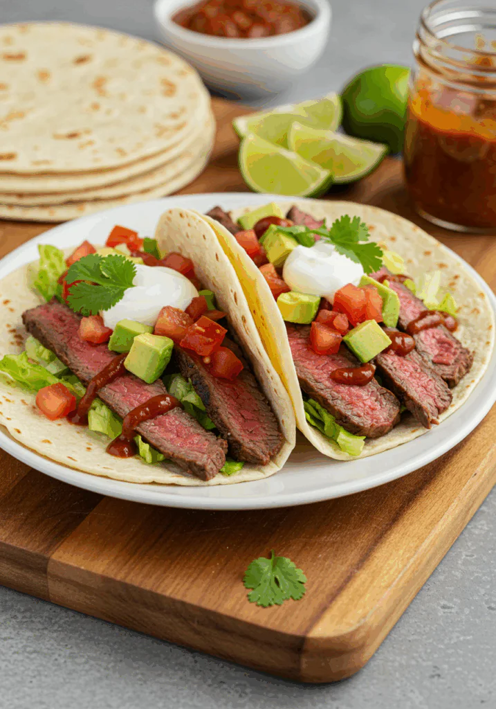 Garlic Butter Honey BBQ Beef Tacos