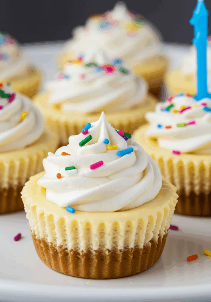 Mini Funfetti Birthday Cheesecakes