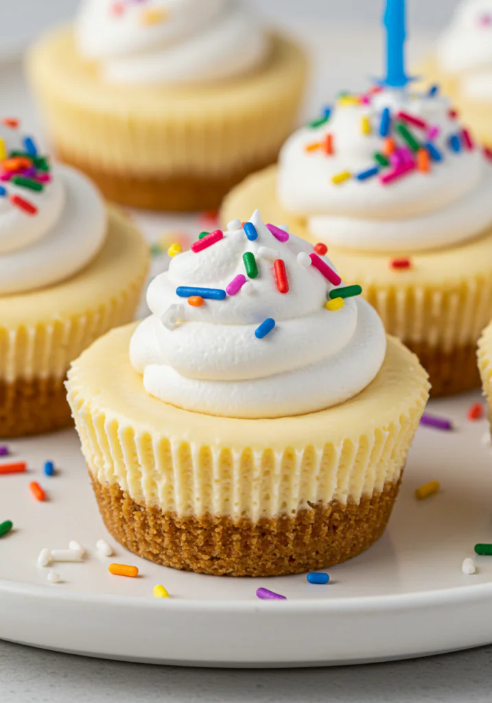 Mini Funfetti Birthday Cheesecakes