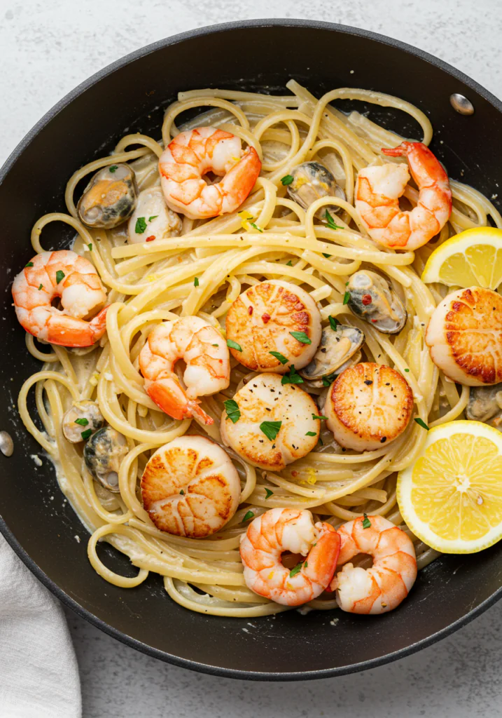 Seafood Linguine with White Sauce