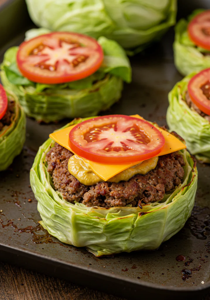 Baked Cabbage Nest Burgers