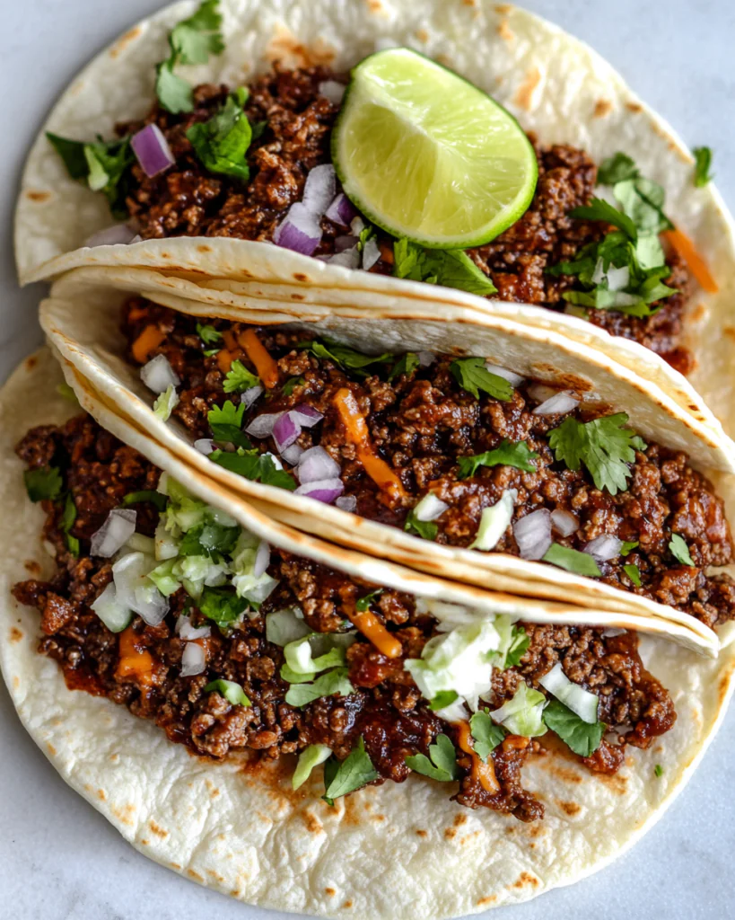 Garlic Butter Honey BBQ Beef Tacos
