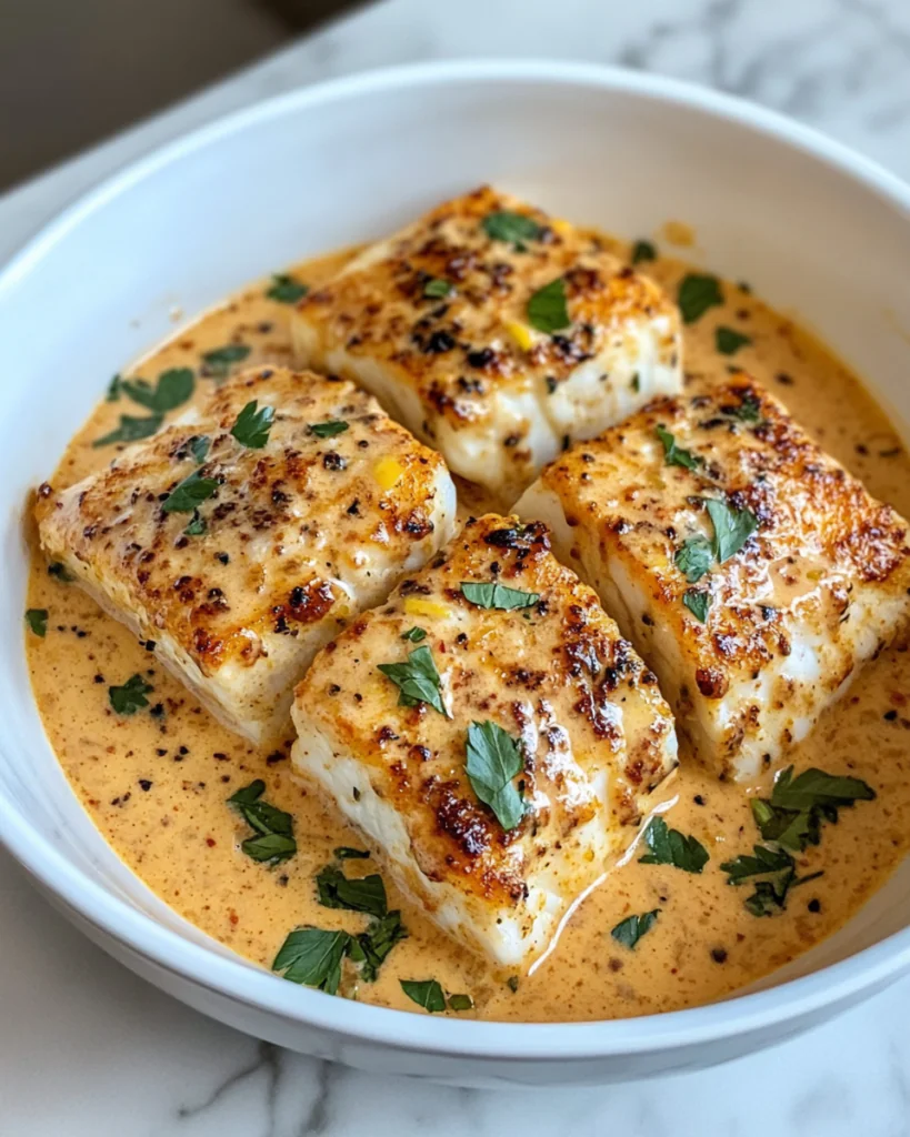 Tasty Baked Cod in Coconut Lemon Cream Sauce