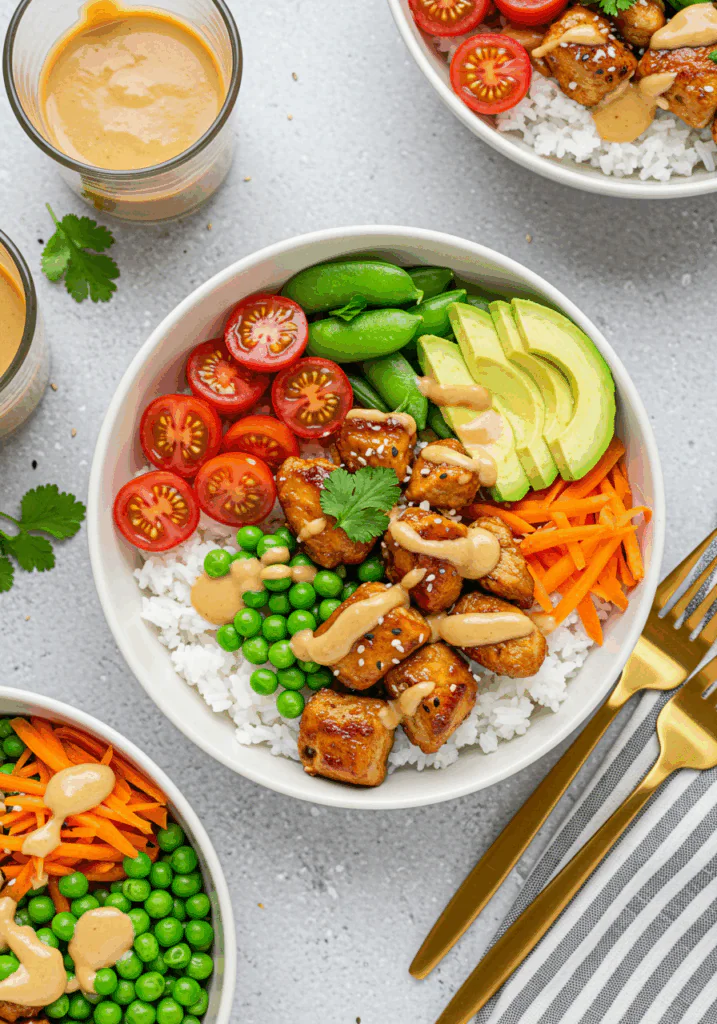 Chicken & Rice Bowls with Garlic Sauce