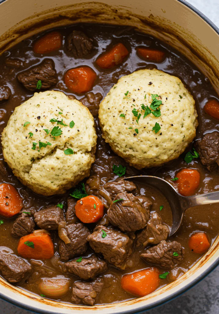 Savory Beef Stew and Dumplings