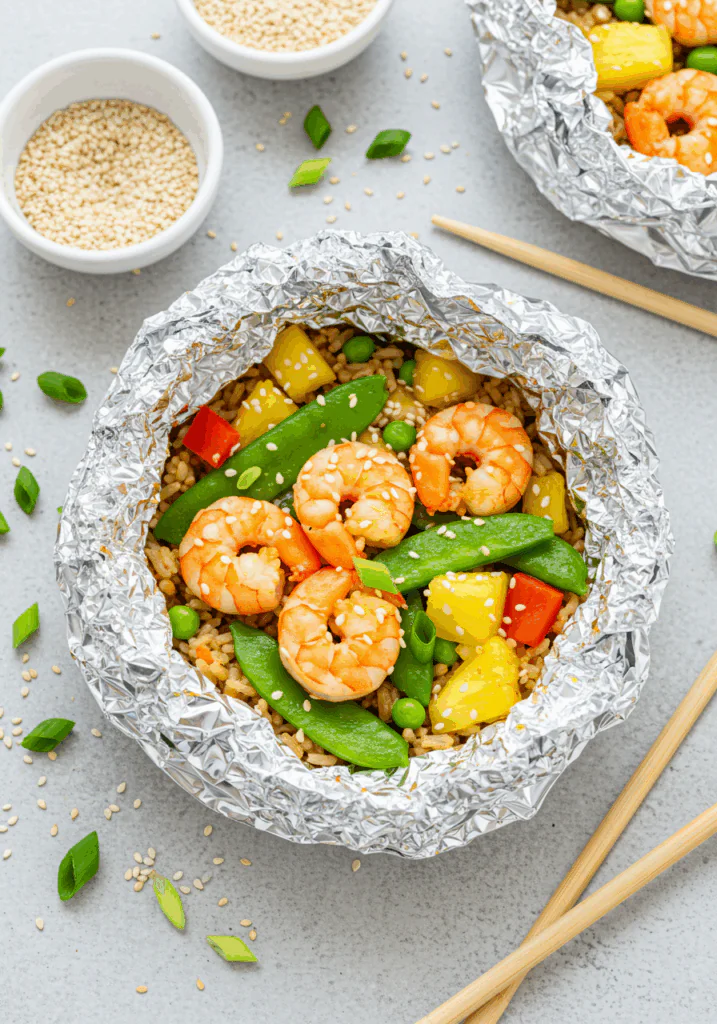 Spicy Pineapple Shrimp Foil Packs