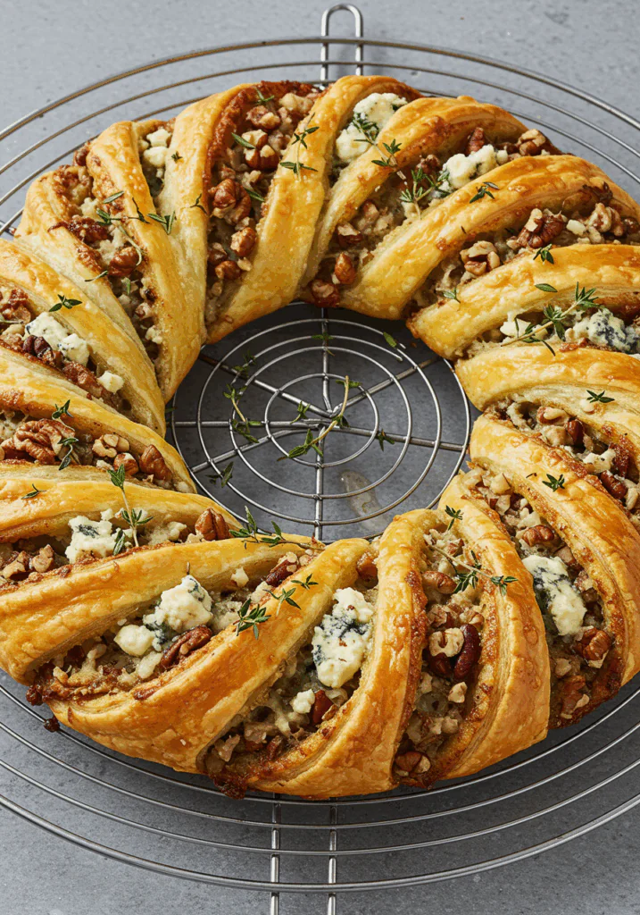 Blue Cheese Walnut Thyme Puff Pastry Twirl