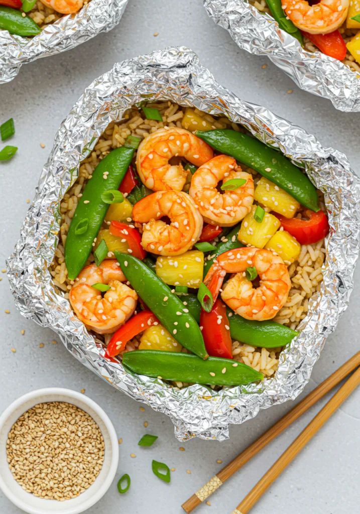 Spicy Pineapple Shrimp Foil Packs