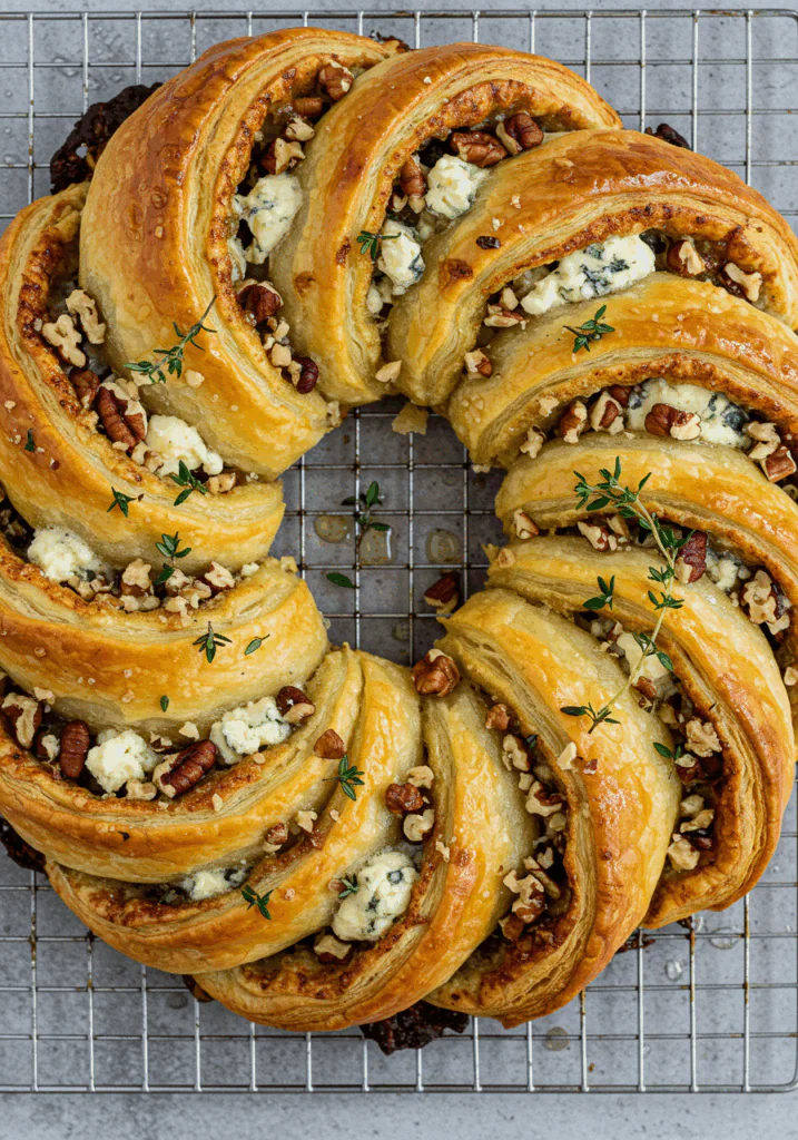 Blue Cheese Walnut Thyme Puff Pastry Twirl